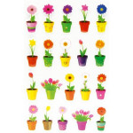 Autocollants relief Fleurs en pots